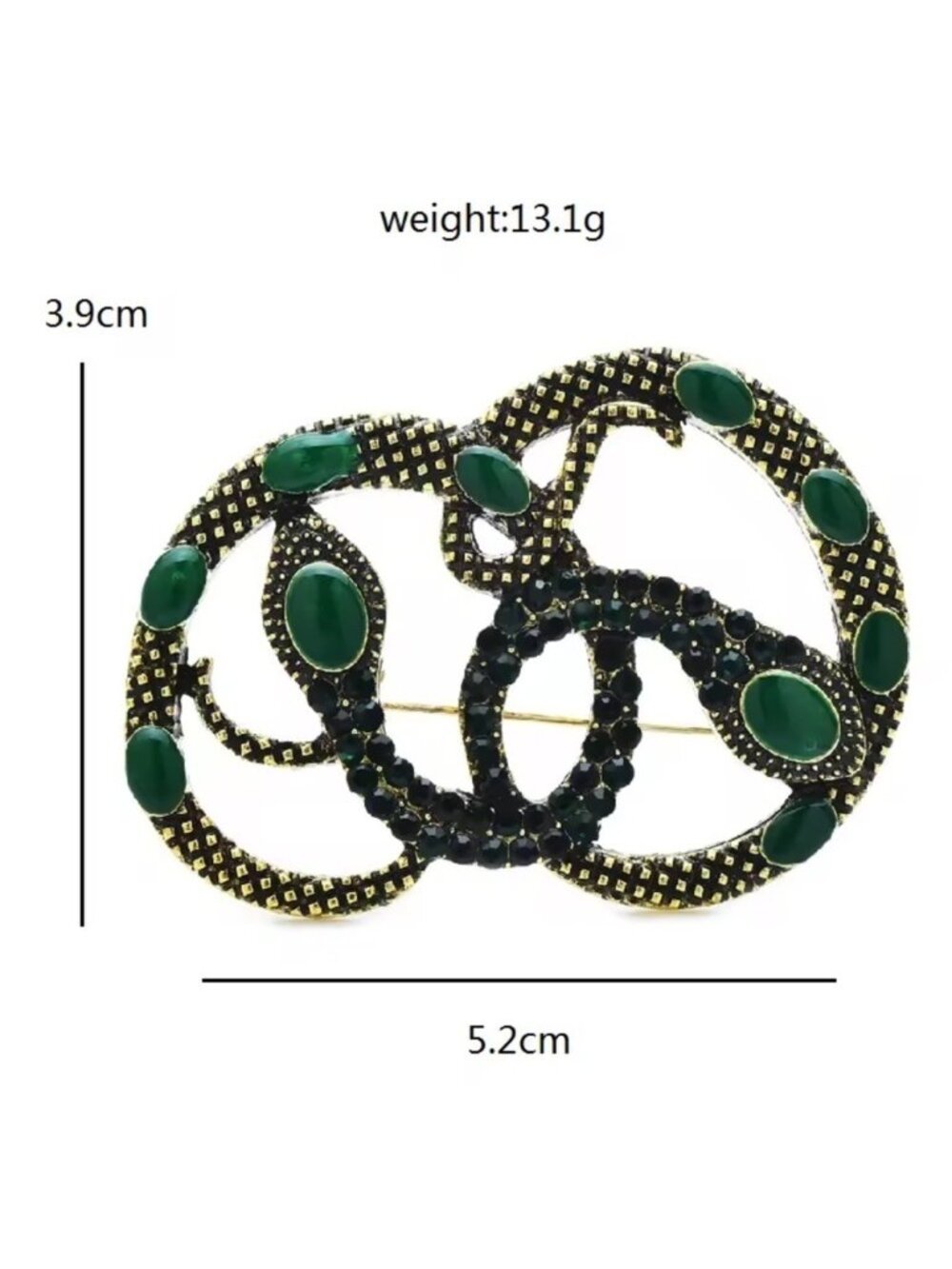 Serpenti Green Elegant Gold Brooch - Picture 3 of 4